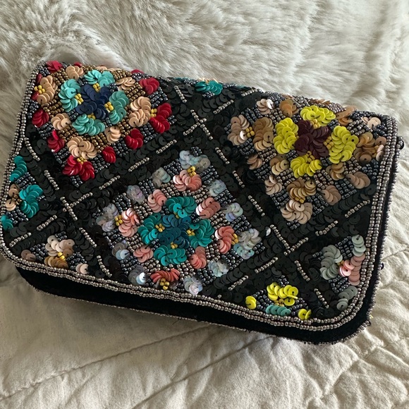 Anthropologie Sequin Embellished Crossbody shoulder Purse - Picture 1 of 9